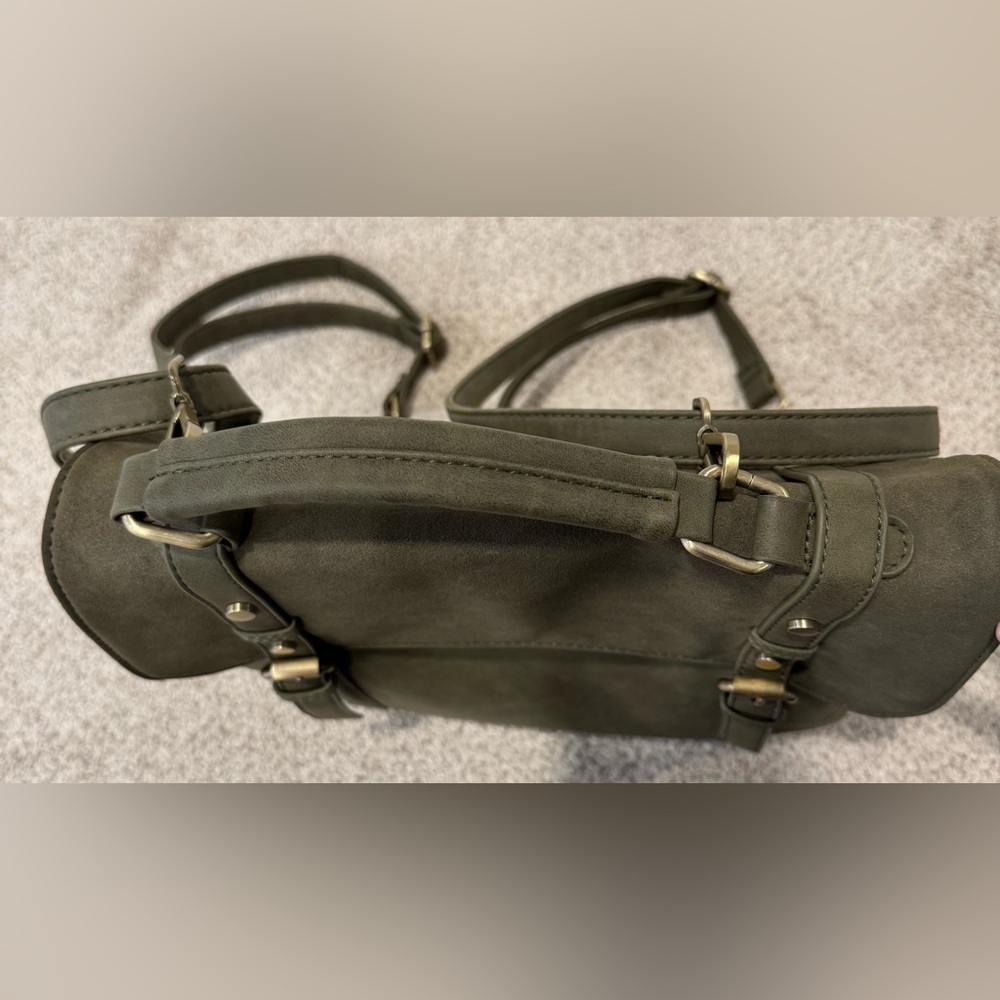 Street Level Maxi Convertible Olive Green Backpack Purse - Picture 11 of 14